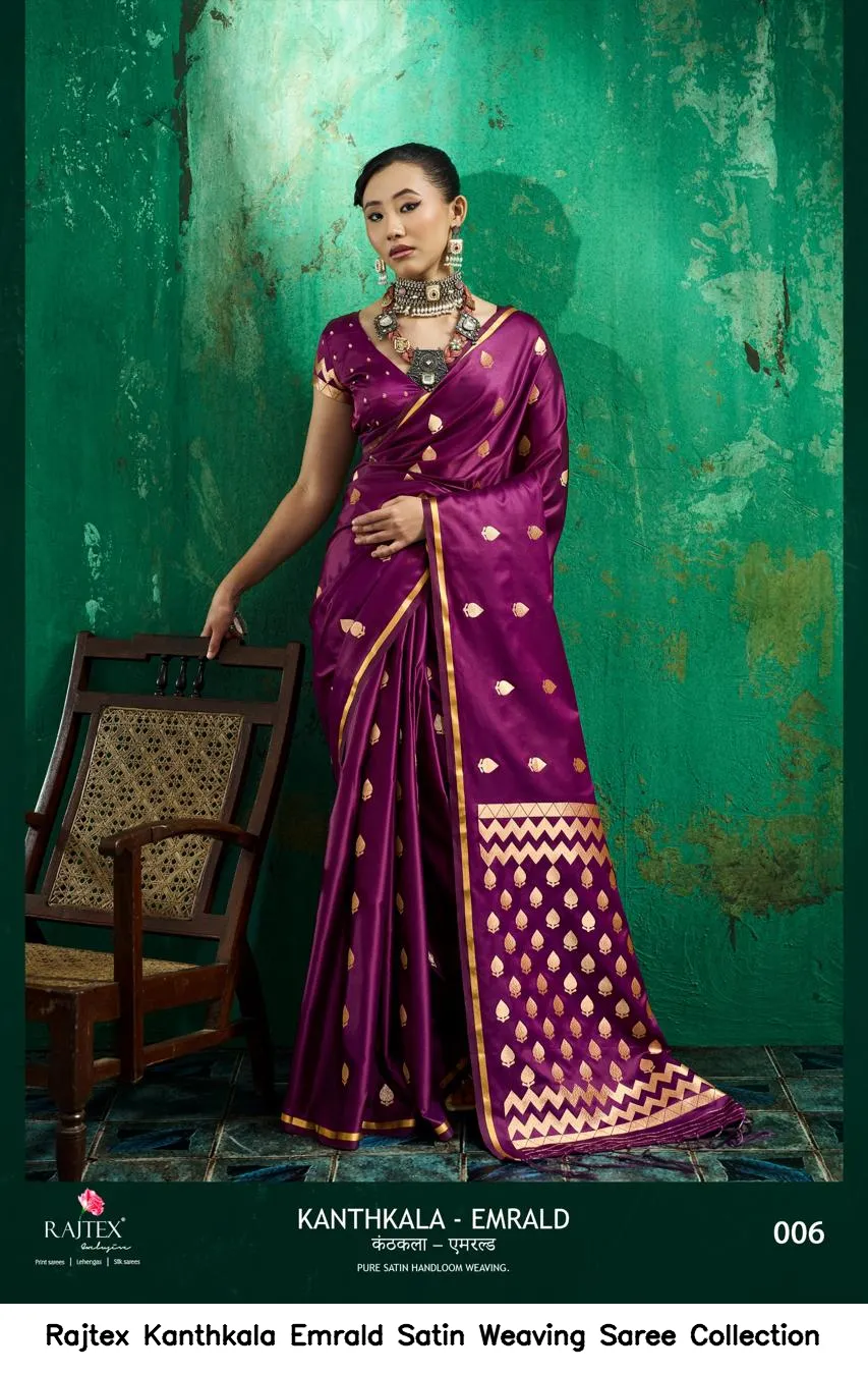 Rajtex Kanthkala Emrald Satin Weaving Saree Collection - Image 6