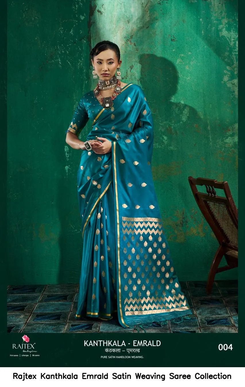 Rajtex Kanthkala Emrald Satin Weaving Saree Collection - Image 7