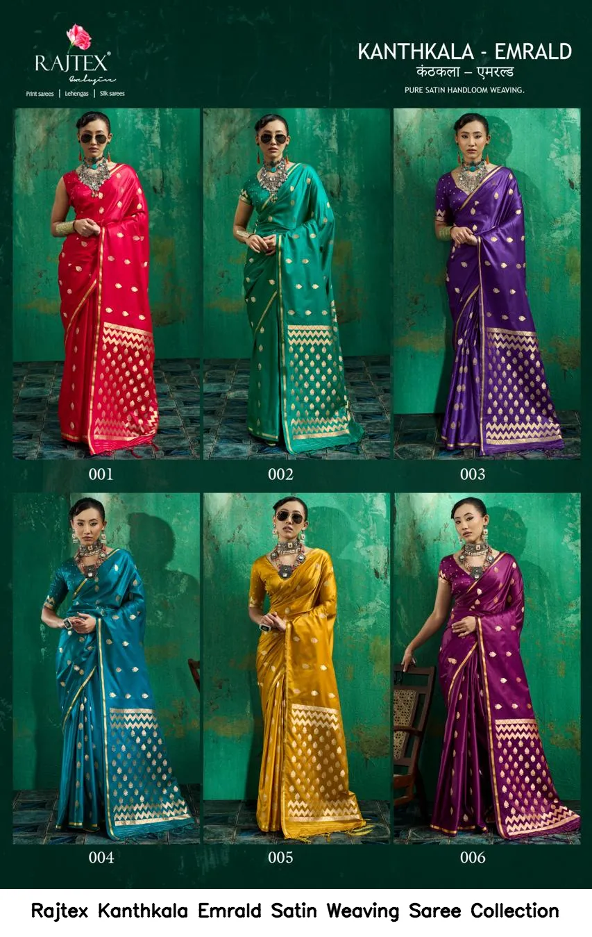 Rajtex Kanthkala Emrald Satin Weaving Saree Collection - Image 9