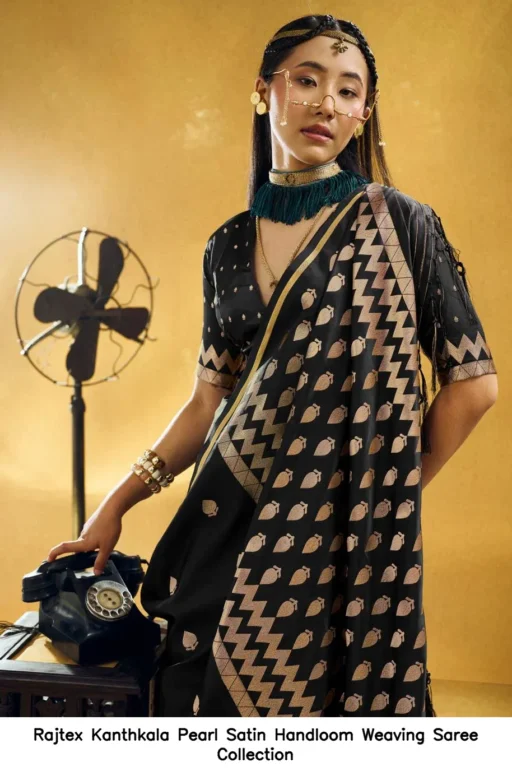 Rajtex Kanthkala Pearl Satin Handloom Weaving Saree Collection