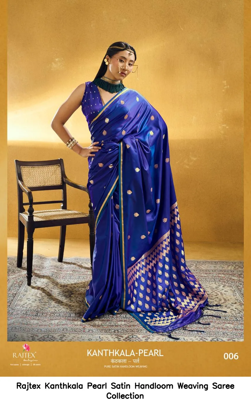 Rajtex Kanthkala Pearl Satin Handloom Weaving Saree Collection - Image 2