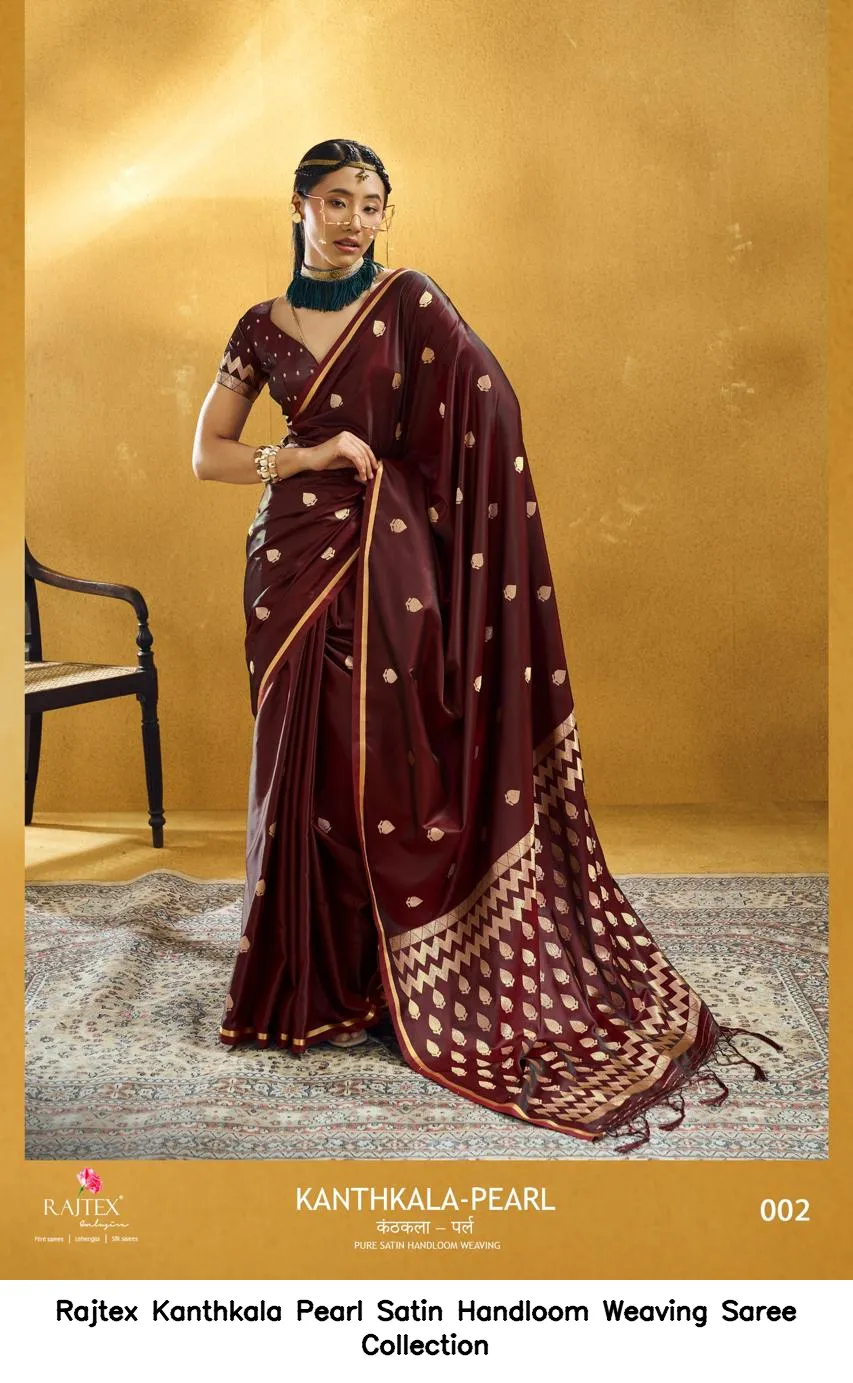 Rajtex Kanthkala Pearl Satin Handloom Weaving Saree Collection - Image 3