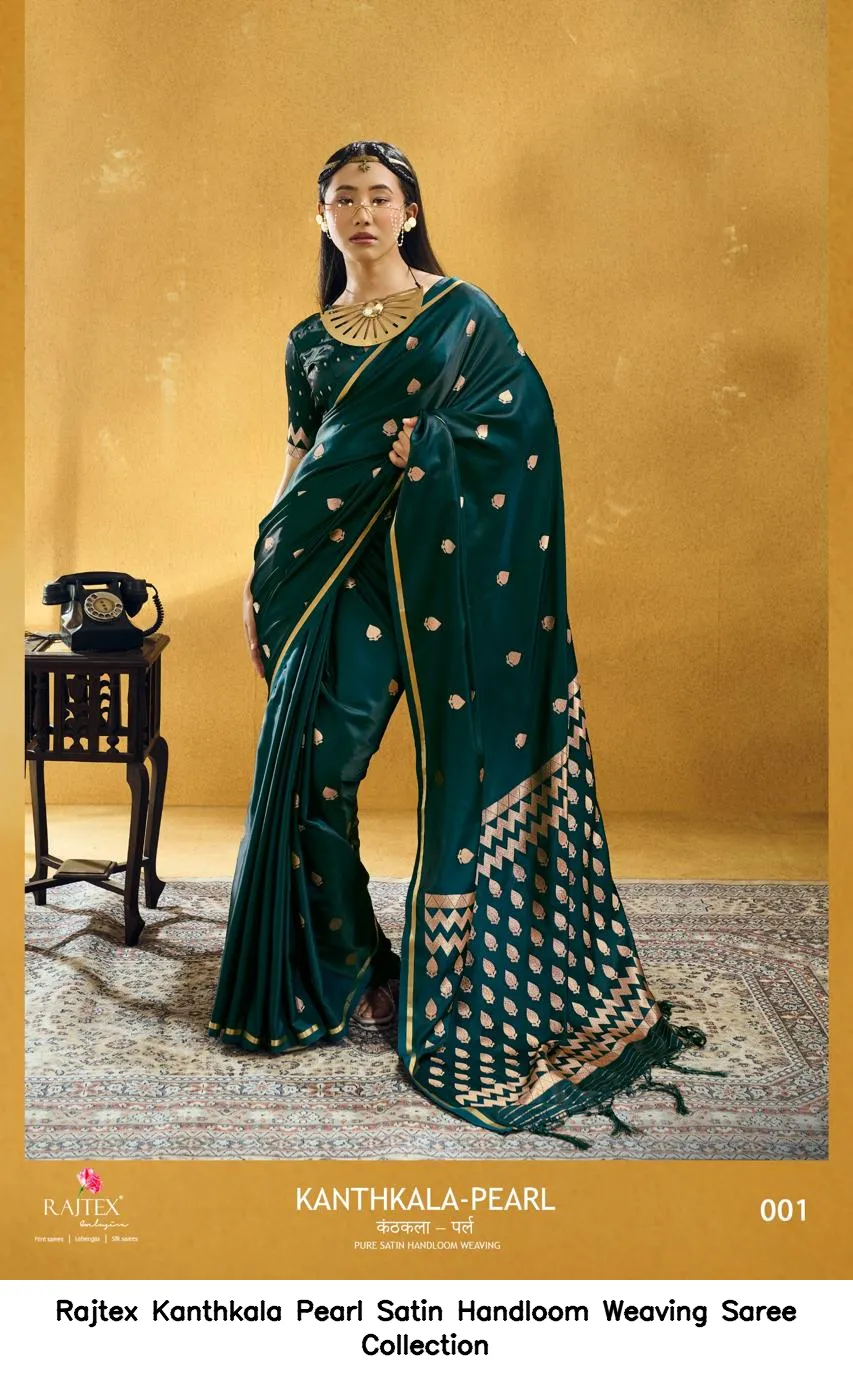 Rajtex Kanthkala Pearl Satin Handloom Weaving Saree Collection - Image 4