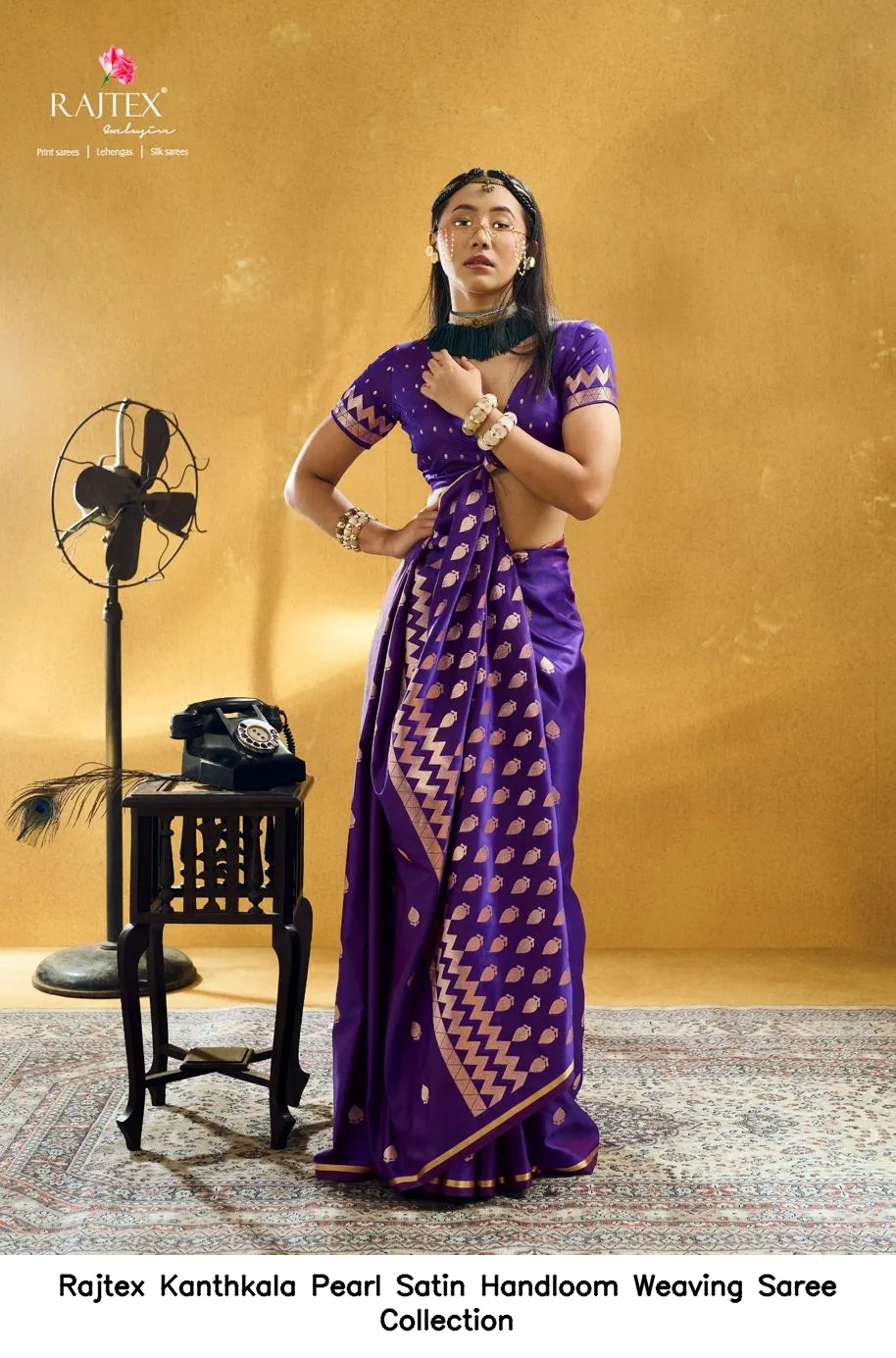 Rajtex Kanthkala Pearl Satin Handloom Weaving Saree Collection - Image 5