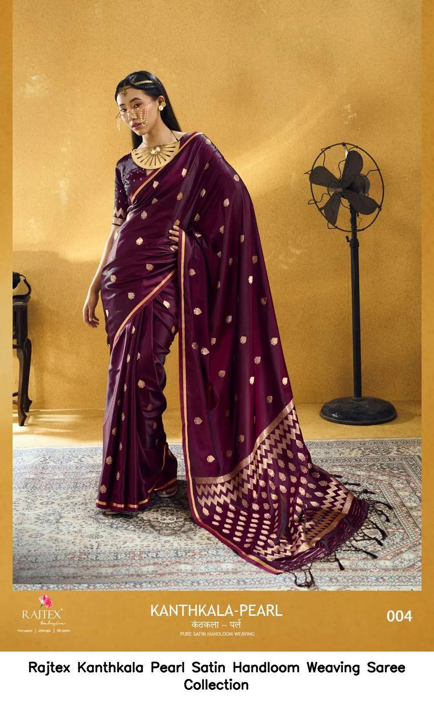 Rajtex Kanthkala Pearl Satin Handloom Weaving Saree Collection - Image 6