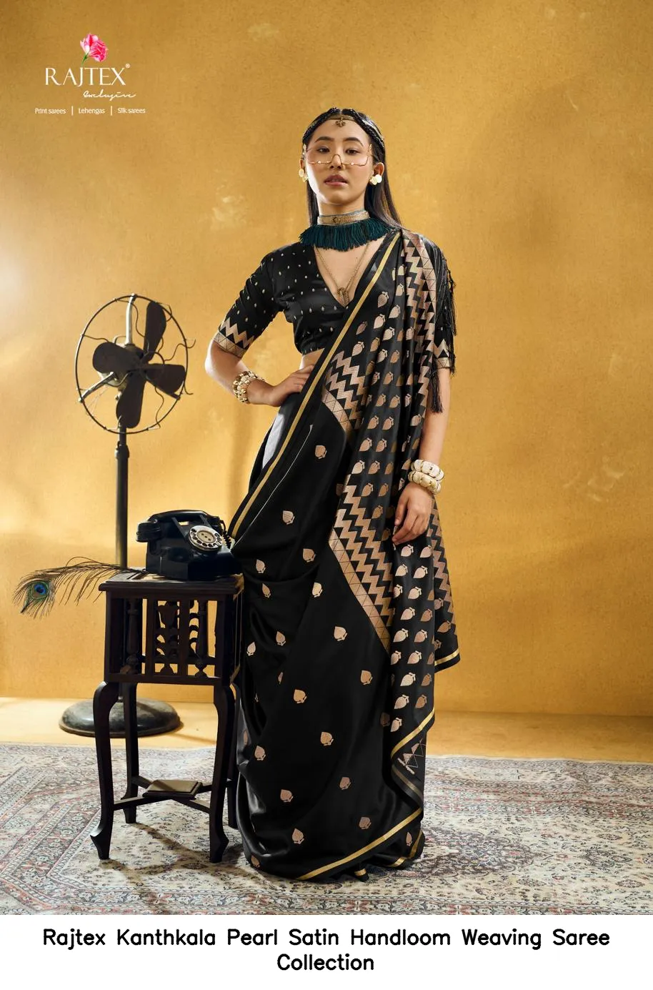Rajtex Kanthkala Pearl Satin Handloom Weaving Saree Collection - Image 7
