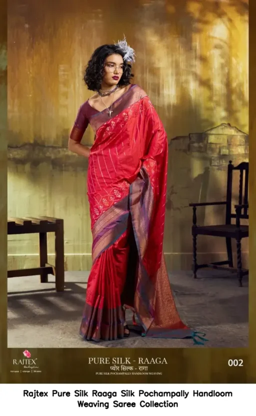Rajtex Pure Silk Raaga Silk Pochampally Handloom Weaving Saree Collection