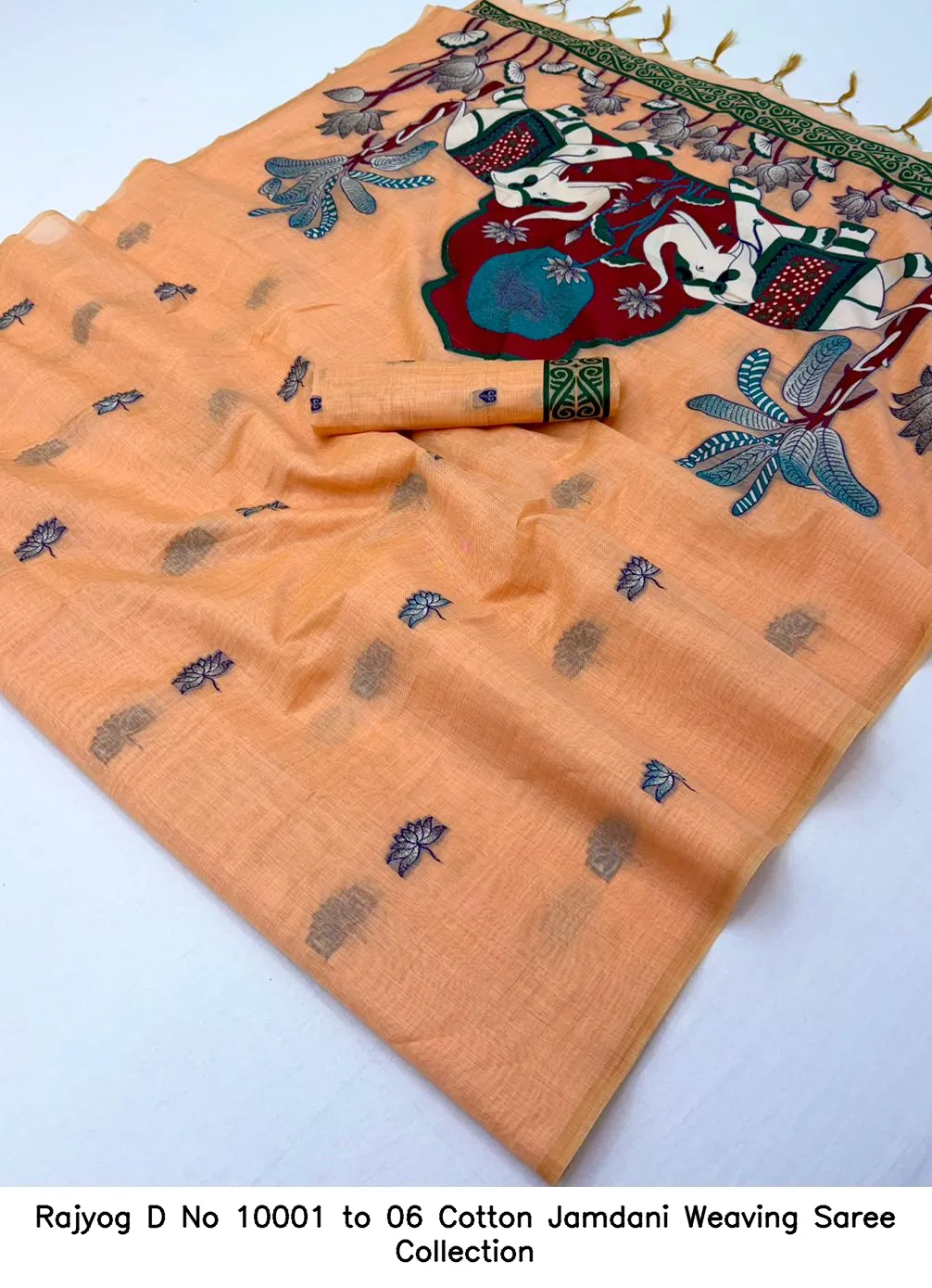 Rajyog D No 10001 to 06 Cotton Jamdani Weaving Saree Collection - Image 11