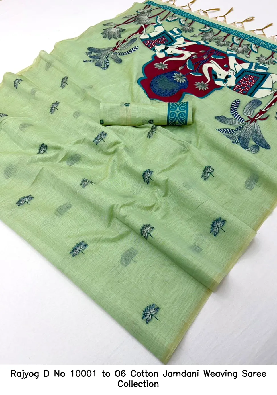 Rajyog D No 10001 to 06 Cotton Jamdani Weaving Saree Collection - Image 14