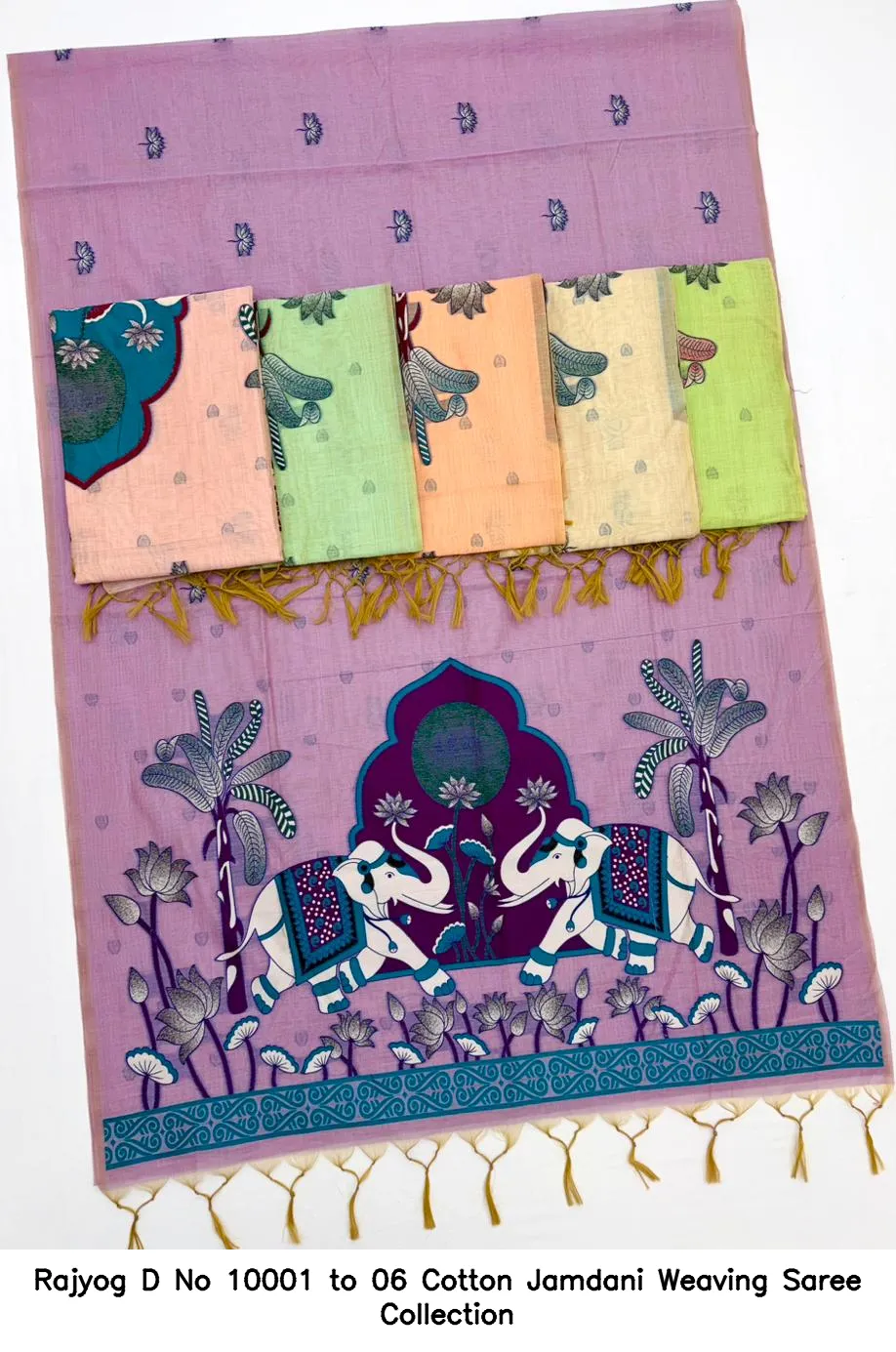 Rajyog D No 10001 to 06 Cotton Jamdani Weaving Saree Collection - Image 4