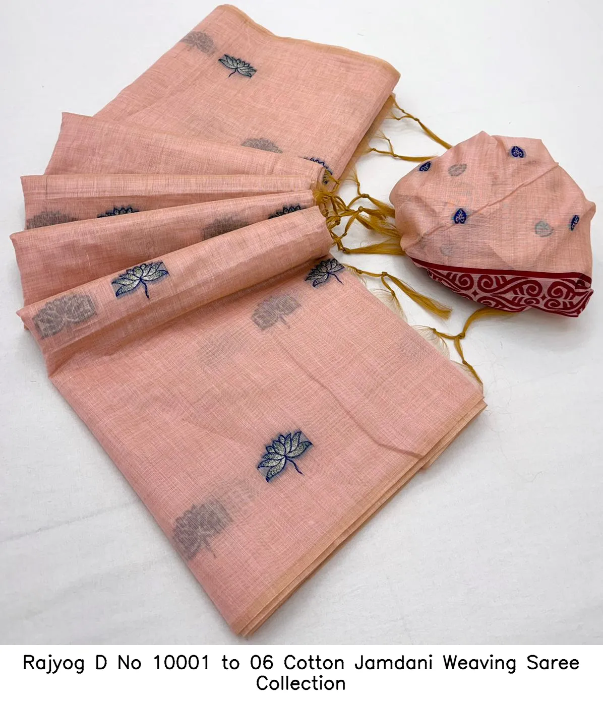 Rajyog D No 10001 to 06 Cotton Jamdani Weaving Saree Collection - Image 5