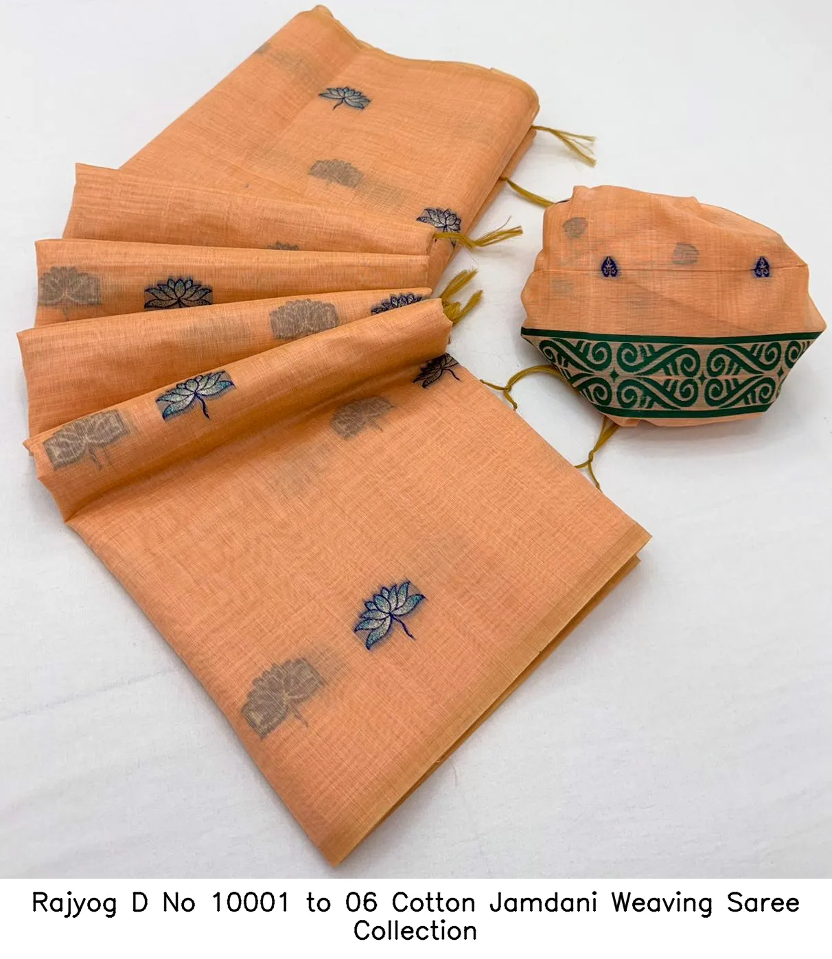 Rajyog D No 10001 to 06 Cotton Jamdani Weaving Saree Collection - Image 7