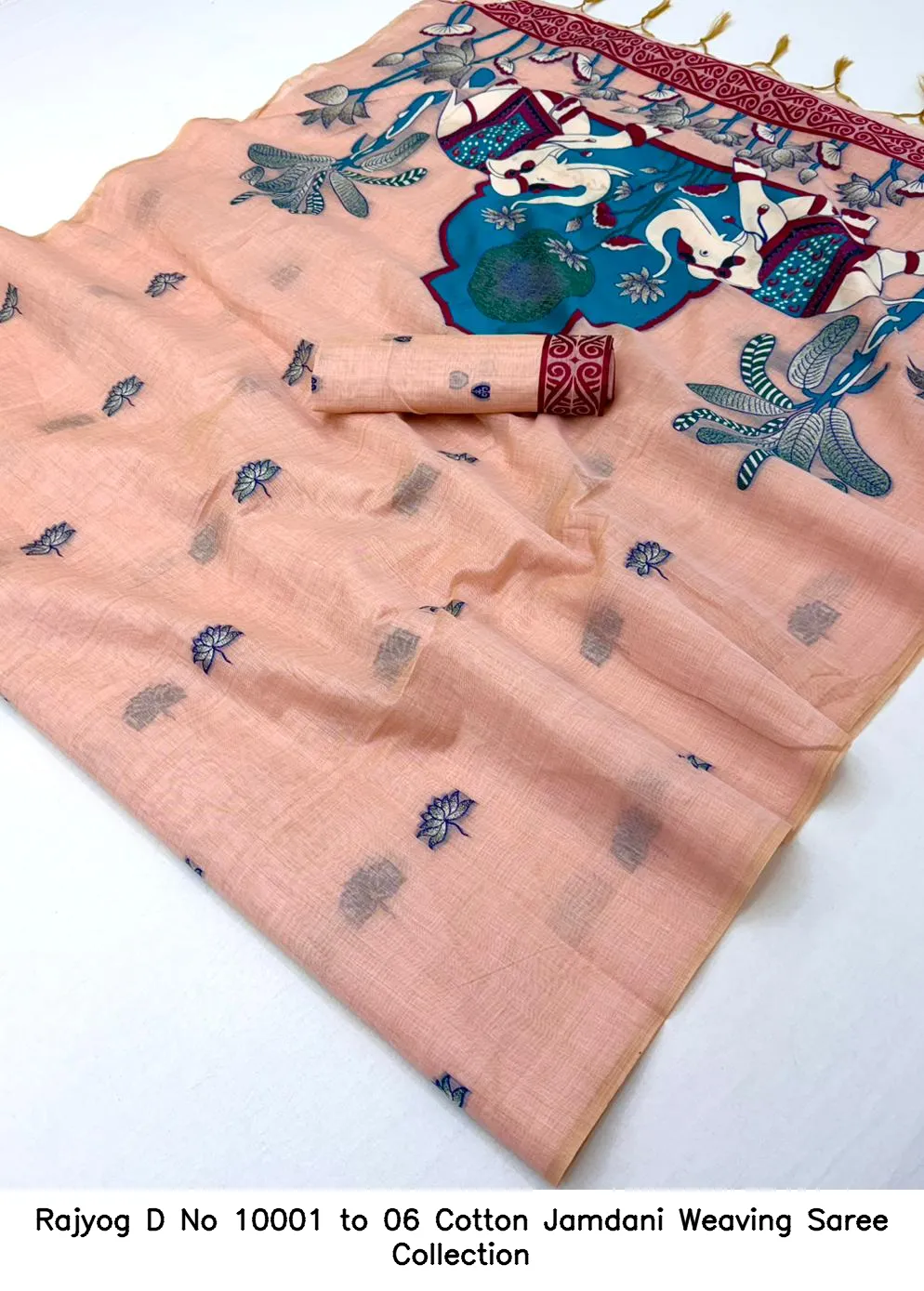 Rajyog D No 10001 to 06 Cotton Jamdani Weaving Saree Collection - Image 8