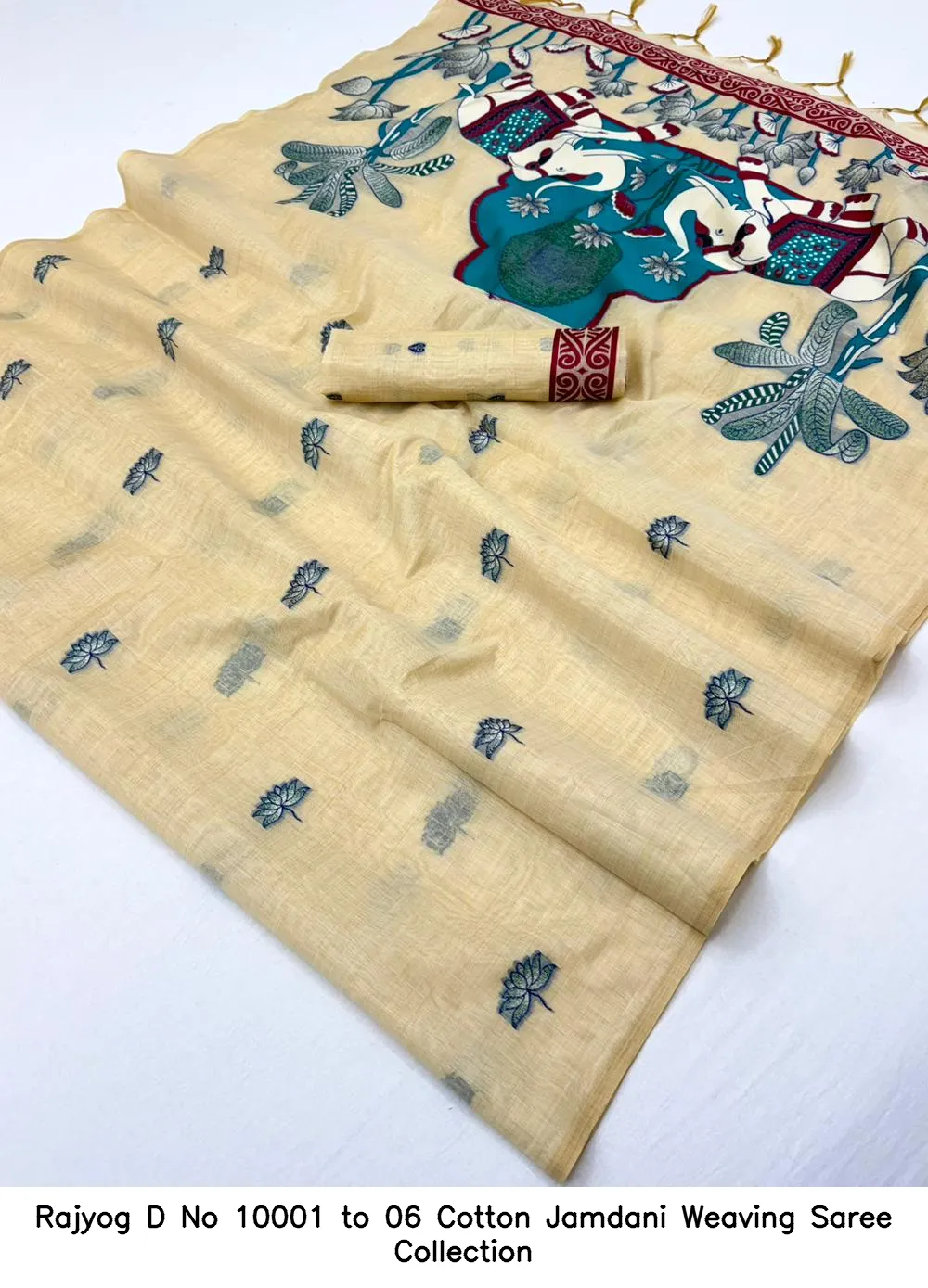 Rajyog D No 10001 to 06 Cotton Jamdani Weaving Saree Collection - Image 9