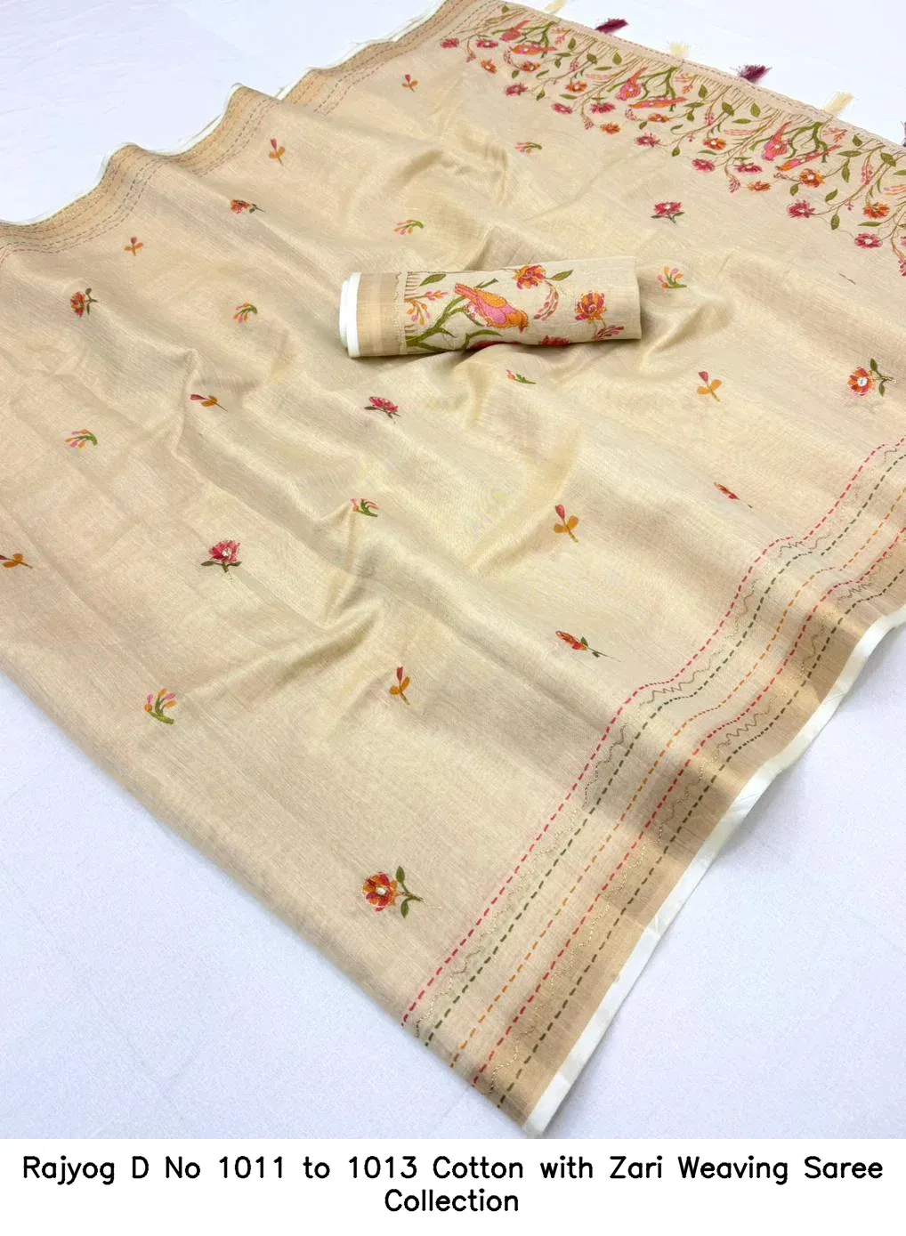 Rajyog D No 1011 to 1013 Cotton with Zari Weaving Saree Collection