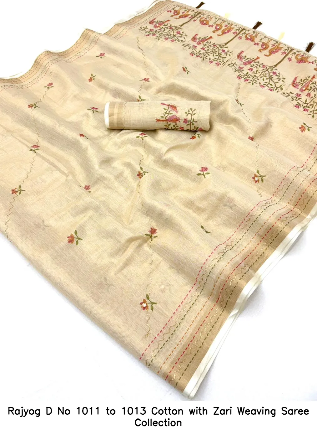 Rajyog D No 1011 to 1013 Cotton with Zari Weaving Saree Collection - Image 2