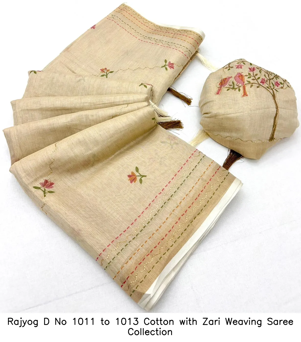 Rajyog D No 1011 to 1013 Cotton with Zari Weaving Saree Collection - Image 3