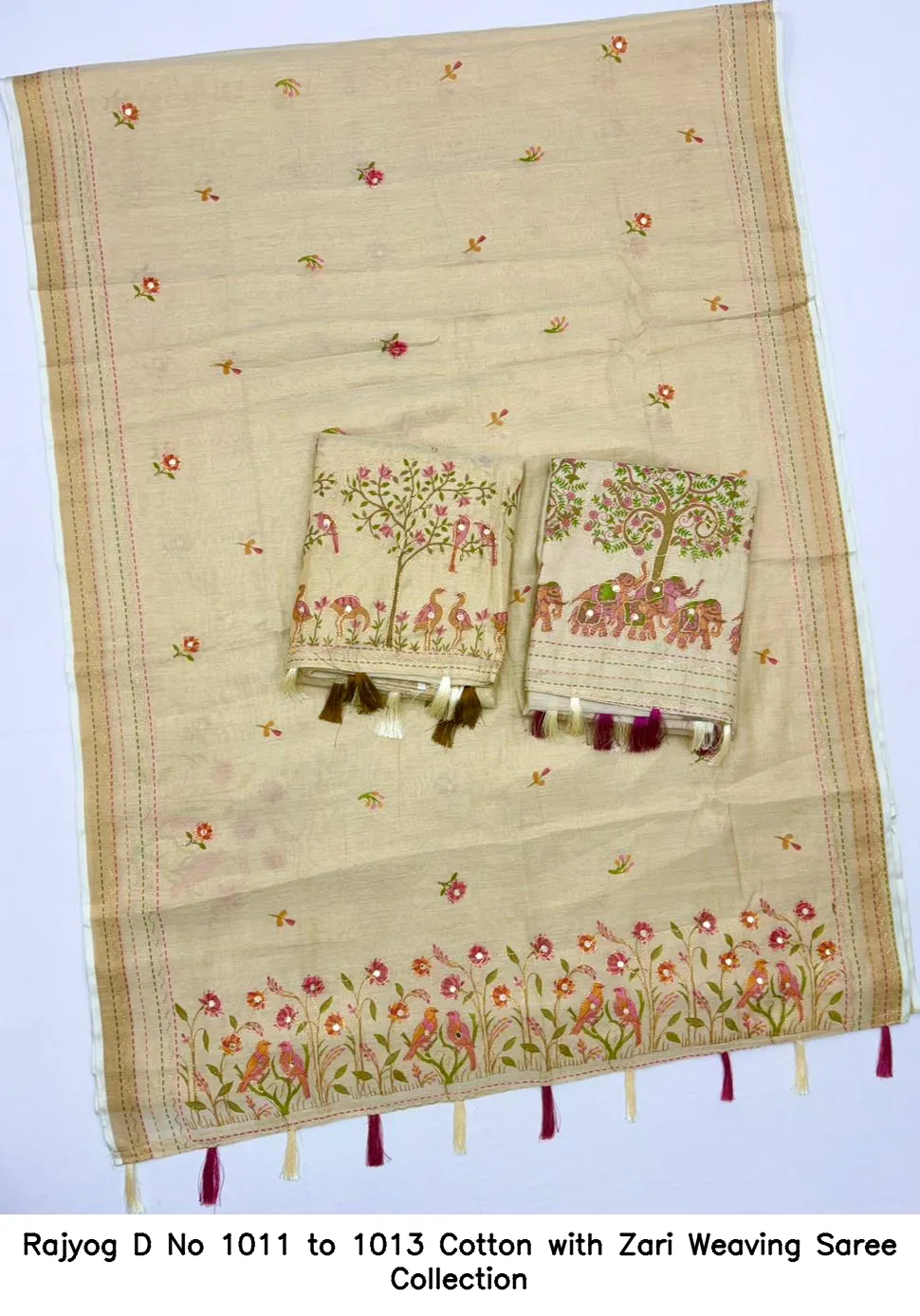 Rajyog D No 1011 to 1013 Cotton with Zari Weaving Saree Collection - Image 6
