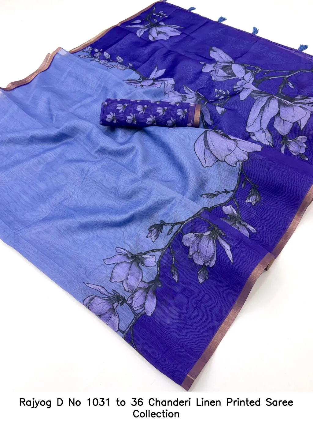 Rajyog D No 1031 to 36 Chanderi Linen Printed Saree Collection - Image 12