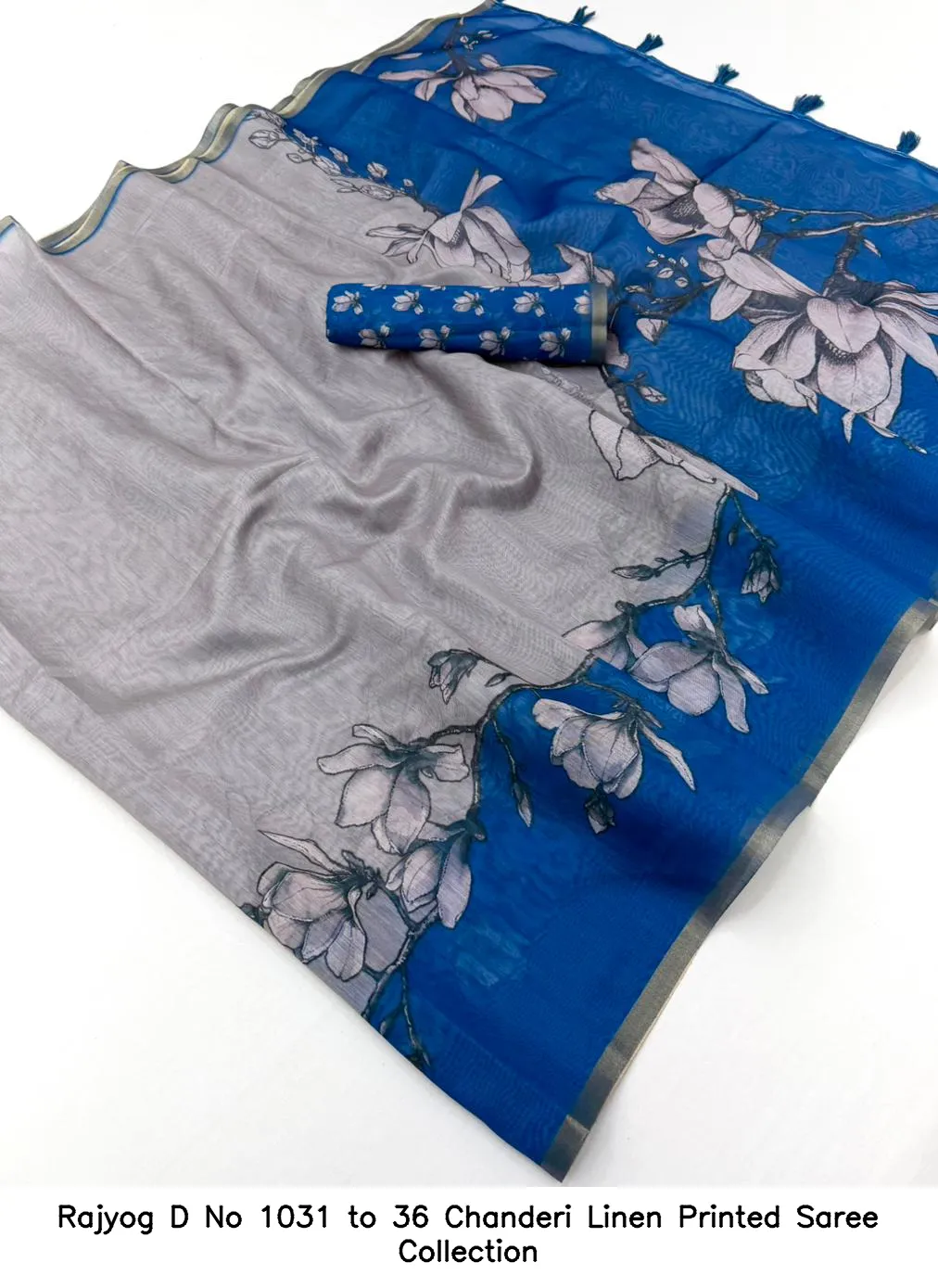 Rajyog D No 1031 to 36 Chanderi Linen Printed Saree Collection - Image 2