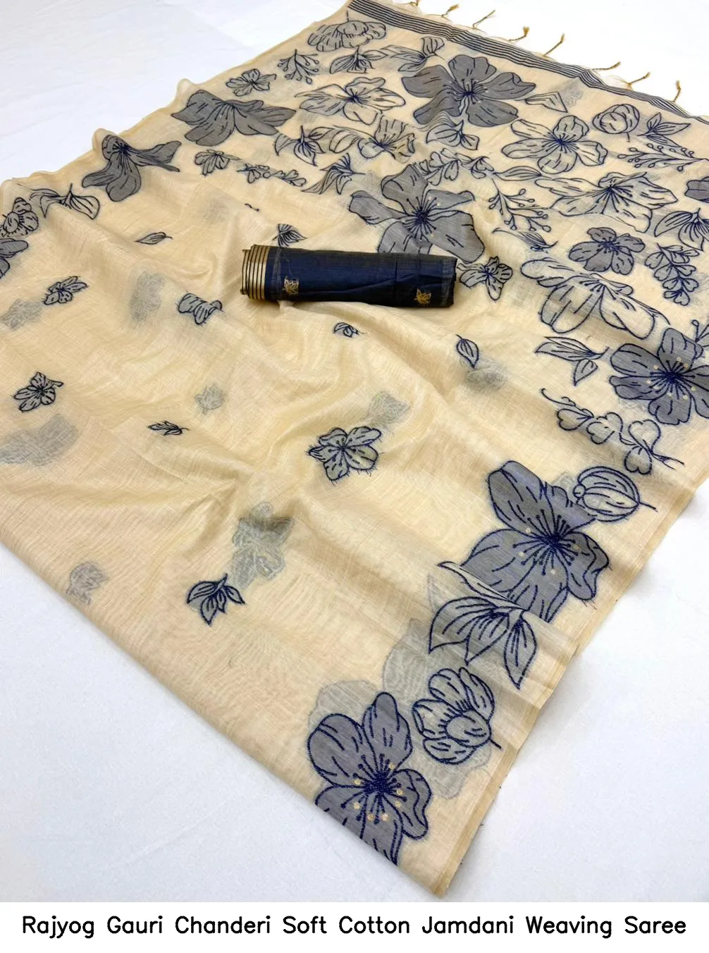 Rajyog Gauri Chanderi Soft Cotton Jamdani Weaving Saree - Image 10