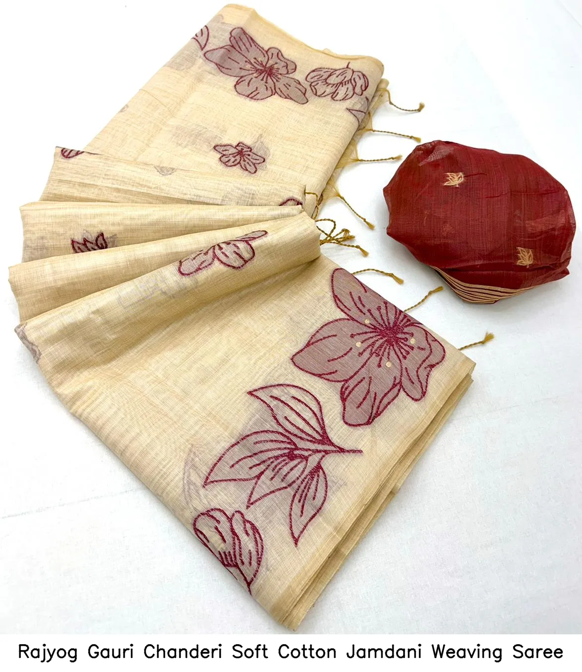 Rajyog Gauri Chanderi Soft Cotton Jamdani Weaving Saree - Image 11