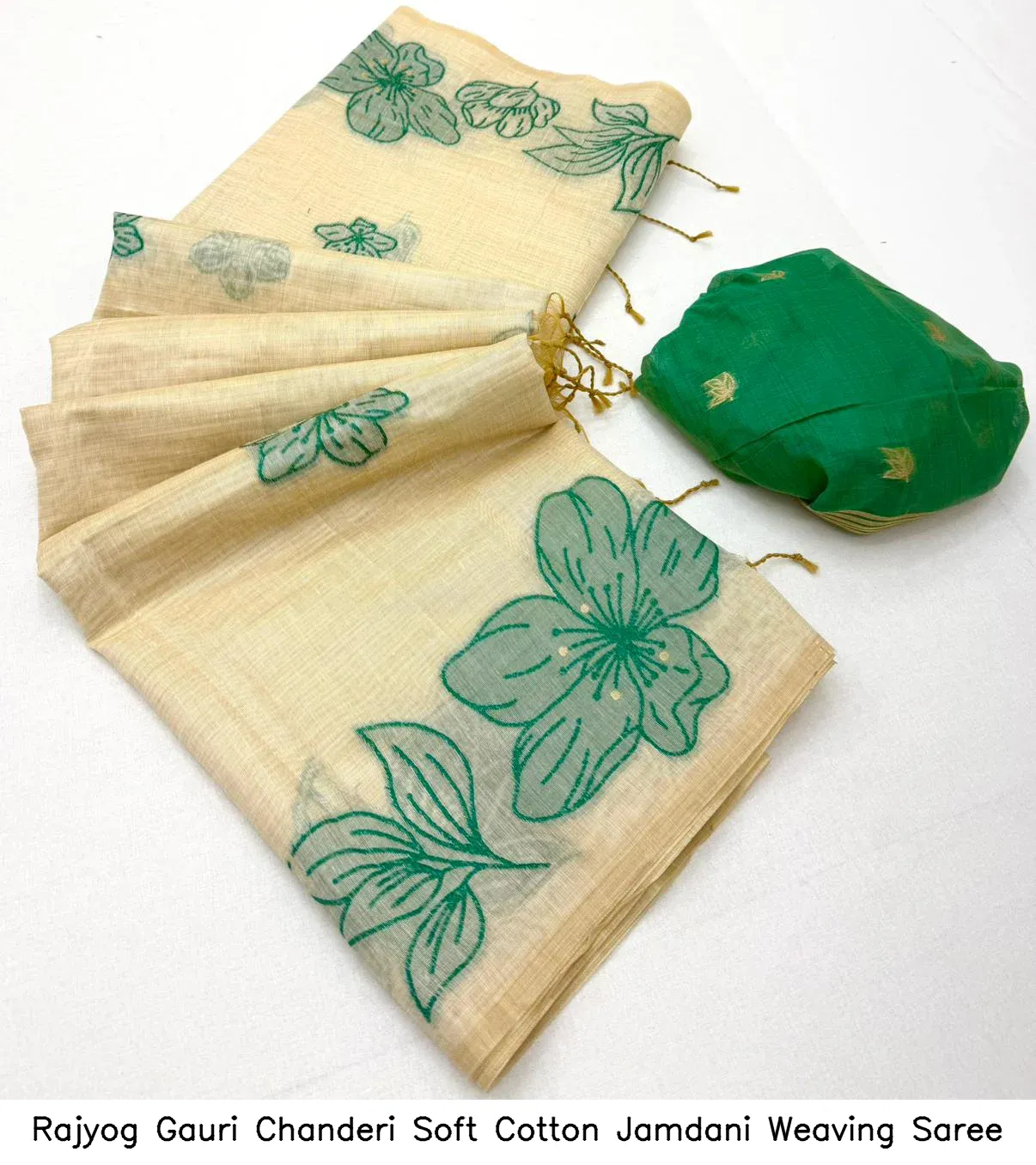 Rajyog Gauri Chanderi Soft Cotton Jamdani Weaving Saree - Image 12