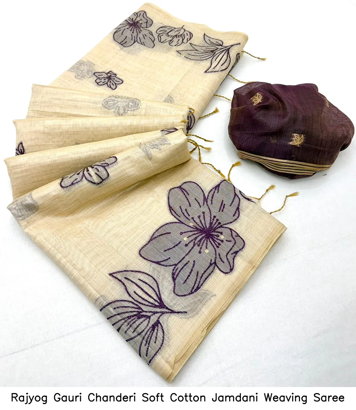 Rajyog Gauri Chanderi Soft Cotton Jamdani Weaving Saree - Image 13