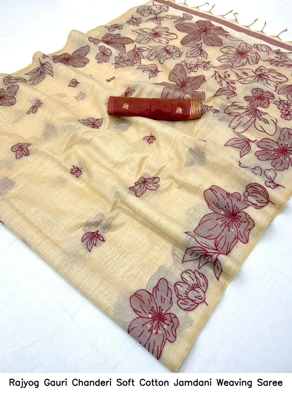 Rajyog Gauri Chanderi Soft Cotton Jamdani Weaving Saree - Image 14