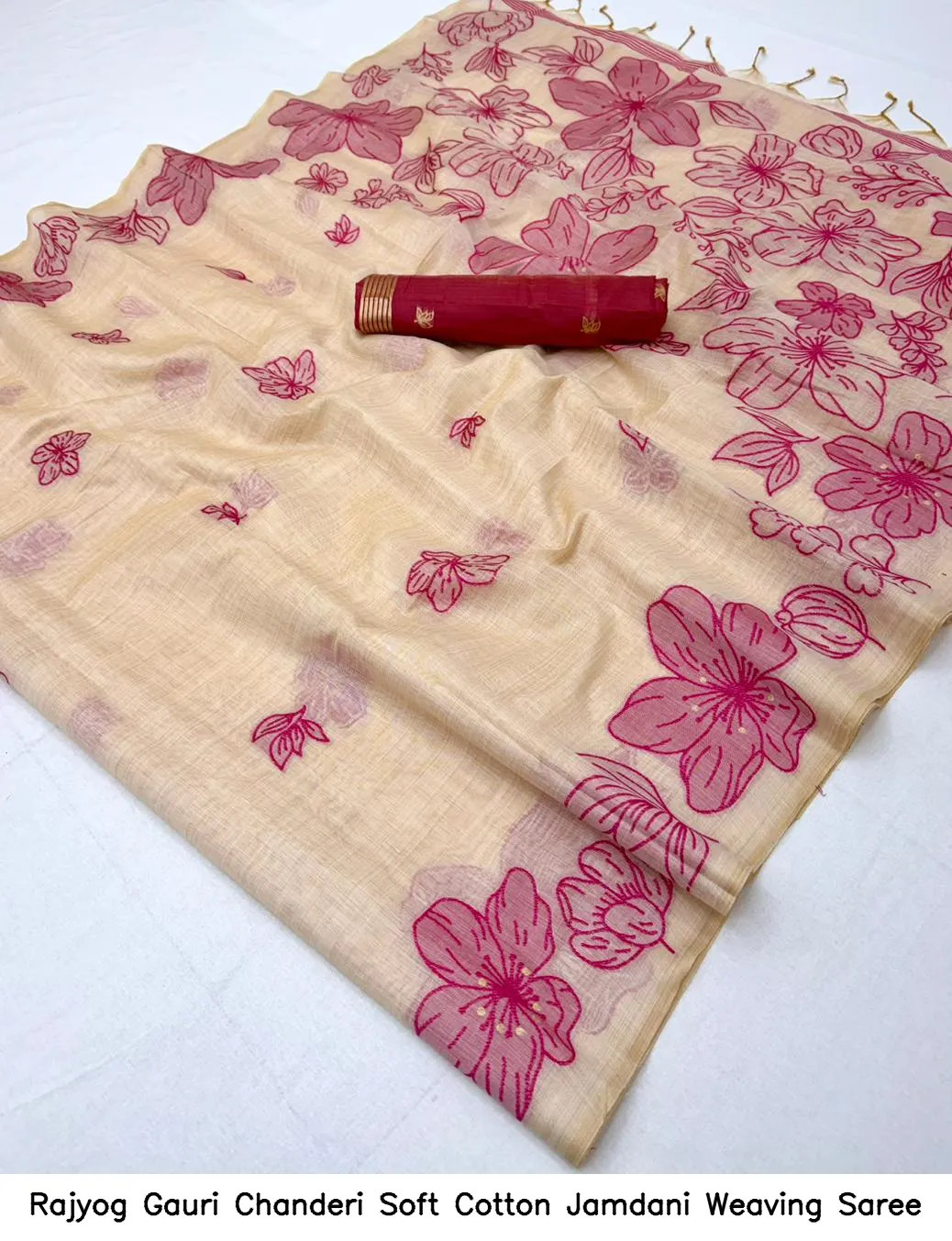 Rajyog Gauri Chanderi Soft Cotton Jamdani Weaving Saree - Image 2