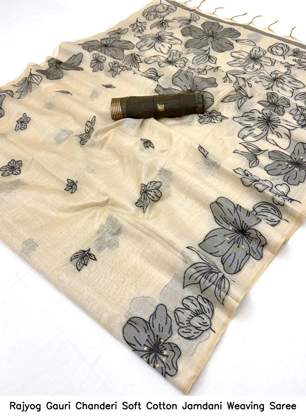 Rajyog Gauri Chanderi Soft Cotton Jamdani Weaving Saree - Image 3