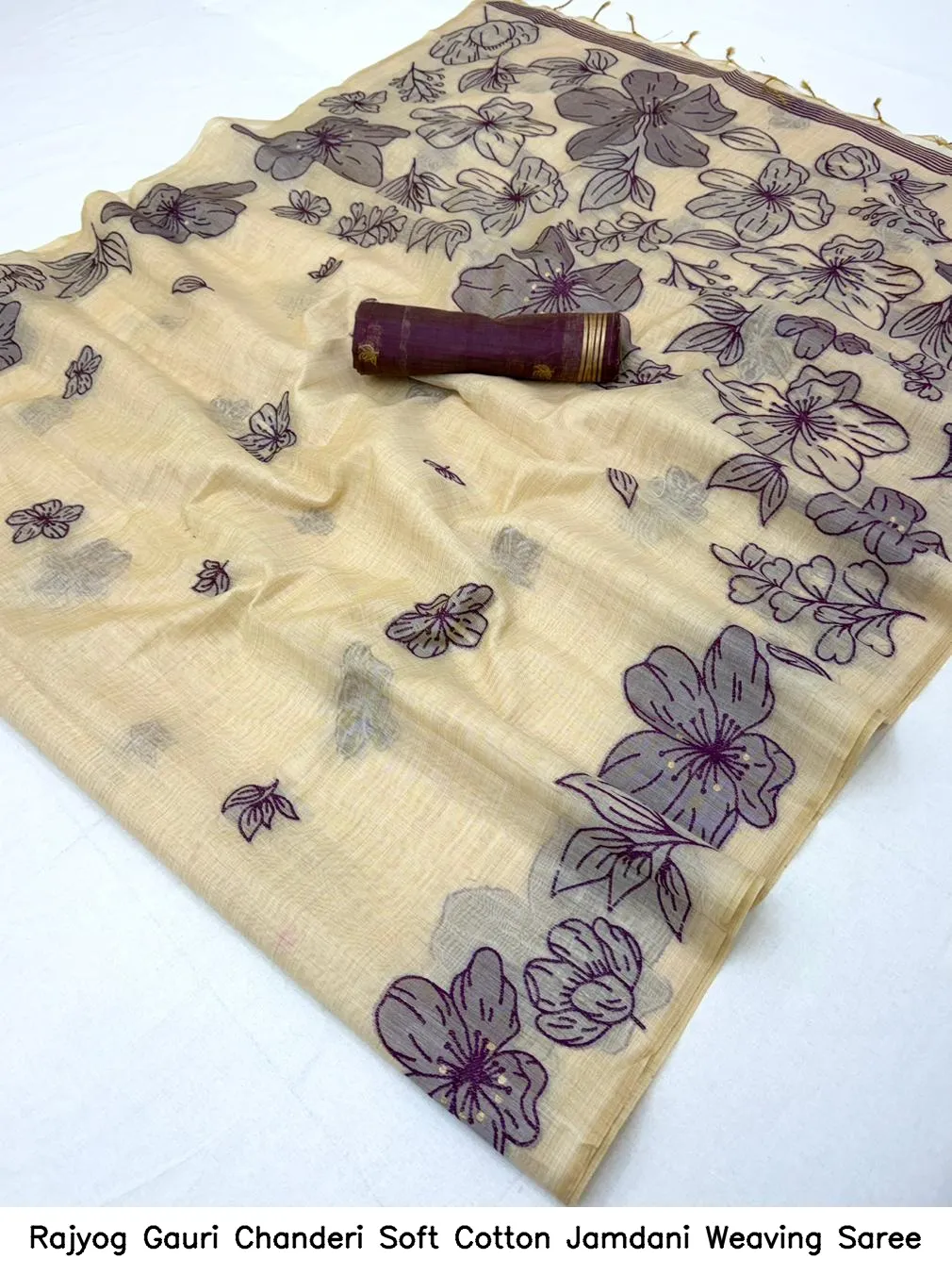 Rajyog Gauri Chanderi Soft Cotton Jamdani Weaving Saree - Image 6