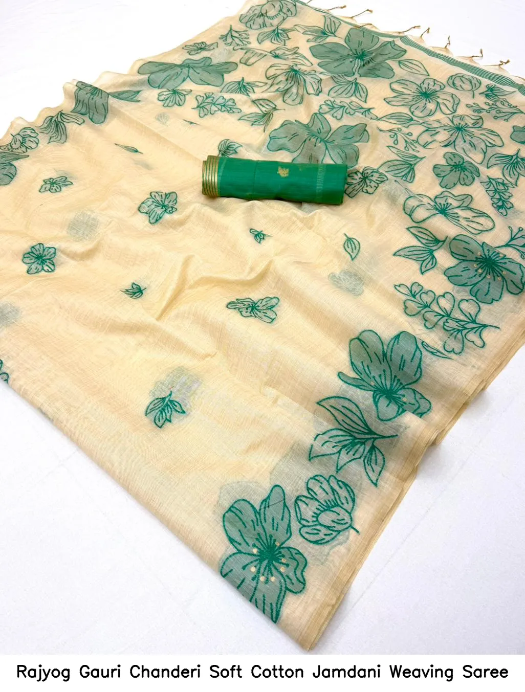 Rajyog Gauri Chanderi Soft Cotton Jamdani Weaving Saree - Image 7