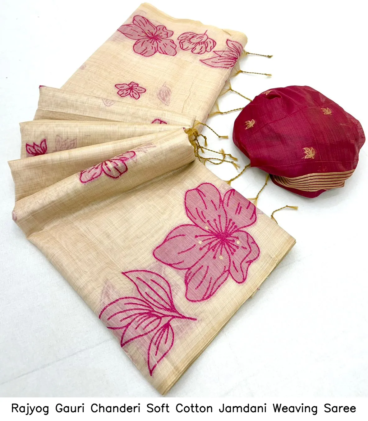 Rajyog Gauri Chanderi Soft Cotton Jamdani Weaving Saree - Image 8