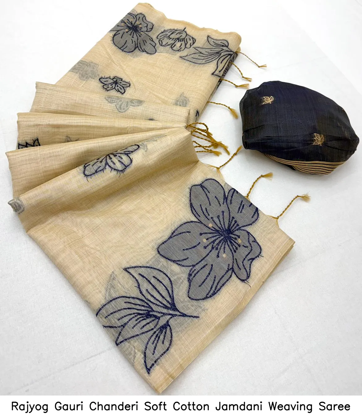 Rajyog Gauri Chanderi Soft Cotton Jamdani Weaving Saree - Image 9