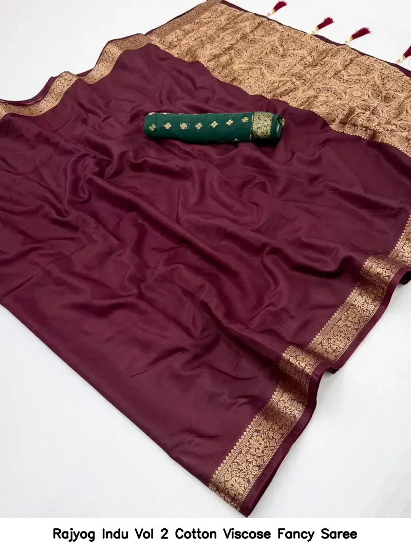 Rajyog Indu Vol 2 Cotton Viscose Fancy Saree