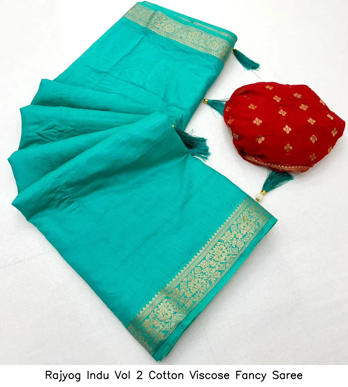 Rajyog Indu Vol 2 Cotton Viscose Fancy Saree - Image 11