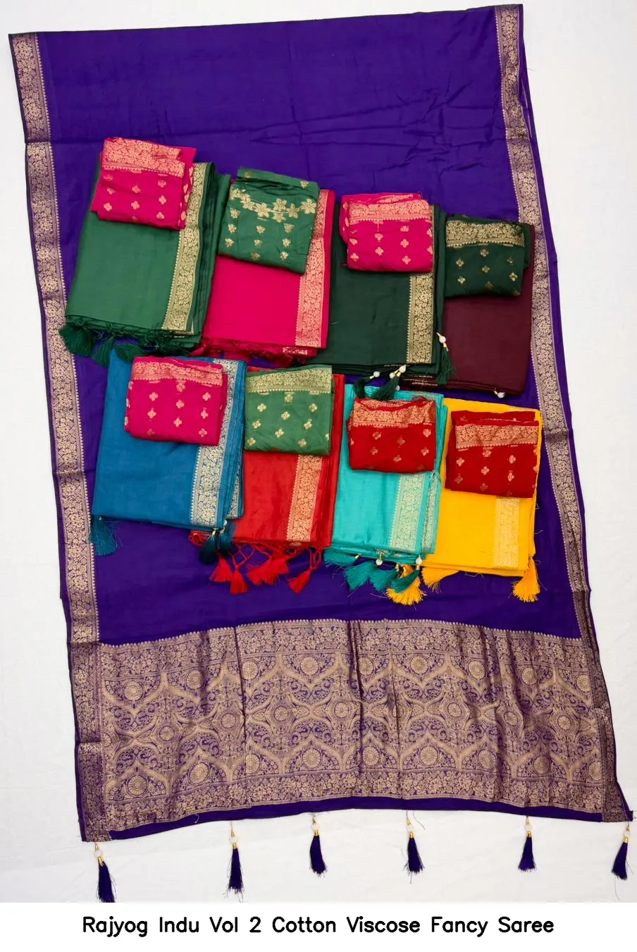 Rajyog Indu Vol 2 Cotton Viscose Fancy Saree - Image 12