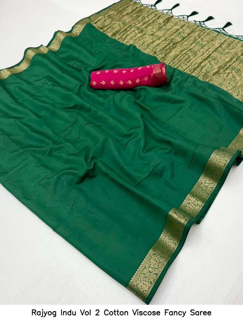 Rajyog Indu Vol 2 Cotton Viscose Fancy Saree - Image 2