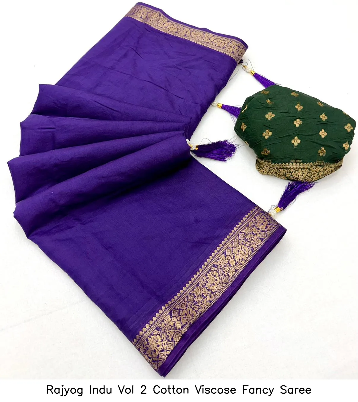 Rajyog Indu Vol 2 Cotton Viscose Fancy Saree - Image 3