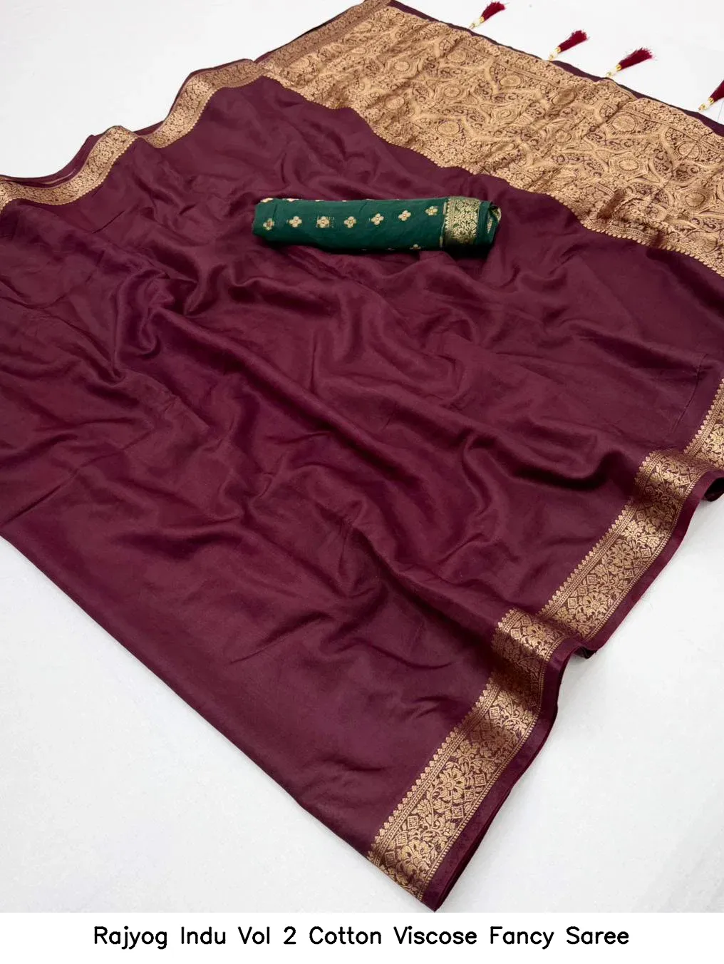 Rajyog Indu Vol 2 Cotton Viscose Fancy Saree - Image 4