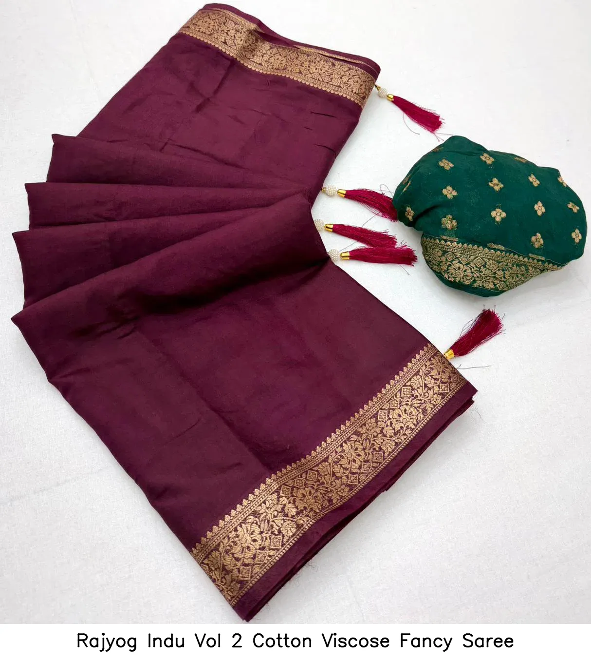 Rajyog Indu Vol 2 Cotton Viscose Fancy Saree - Image 6