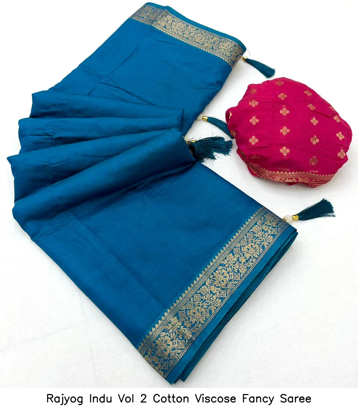 Rajyog Indu Vol 2 Cotton Viscose Fancy Saree - Image 8