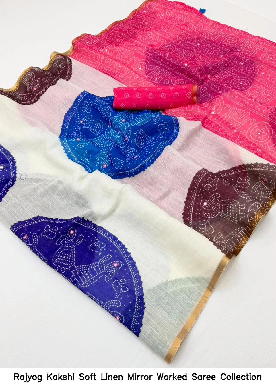 Rajyog Kakshi Soft Linen Mirror Worked Saree Collection - Image 10