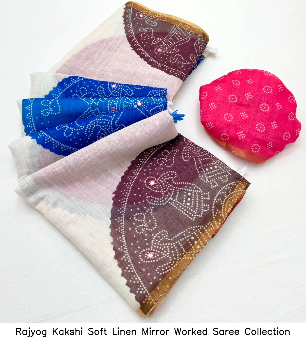 Rajyog Kakshi Soft Linen Mirror Worked Saree Collection - Image 13