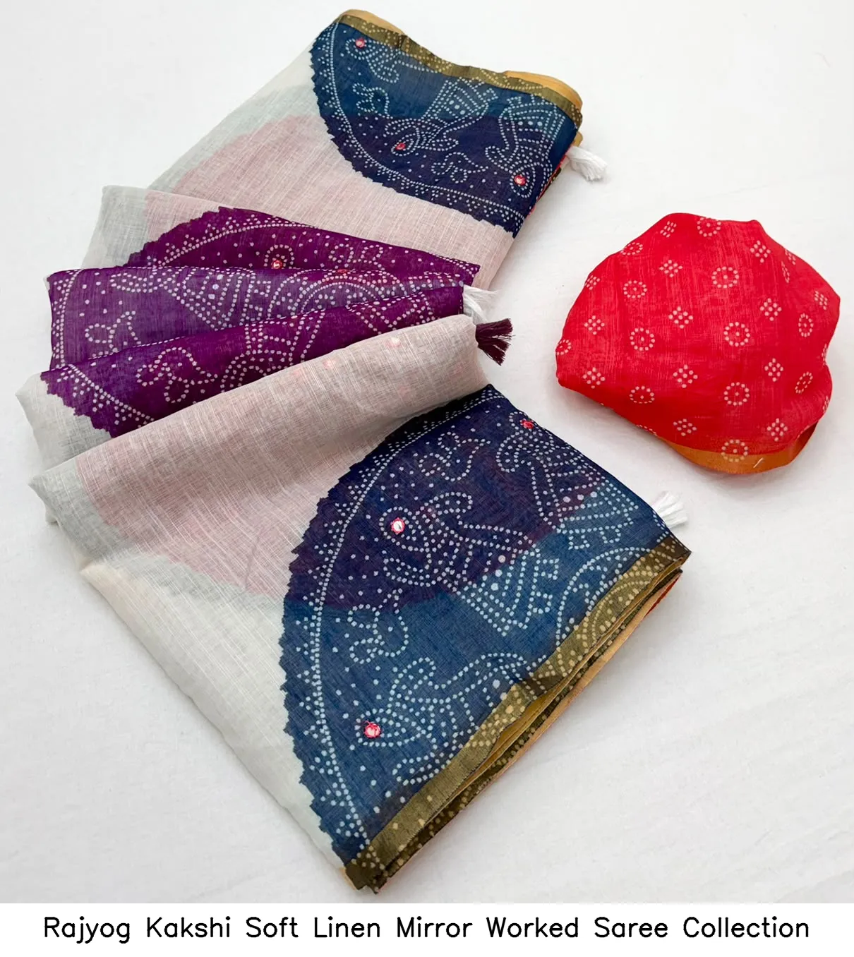 Rajyog Kakshi Soft Linen Mirror Worked Saree Collection - Image 6