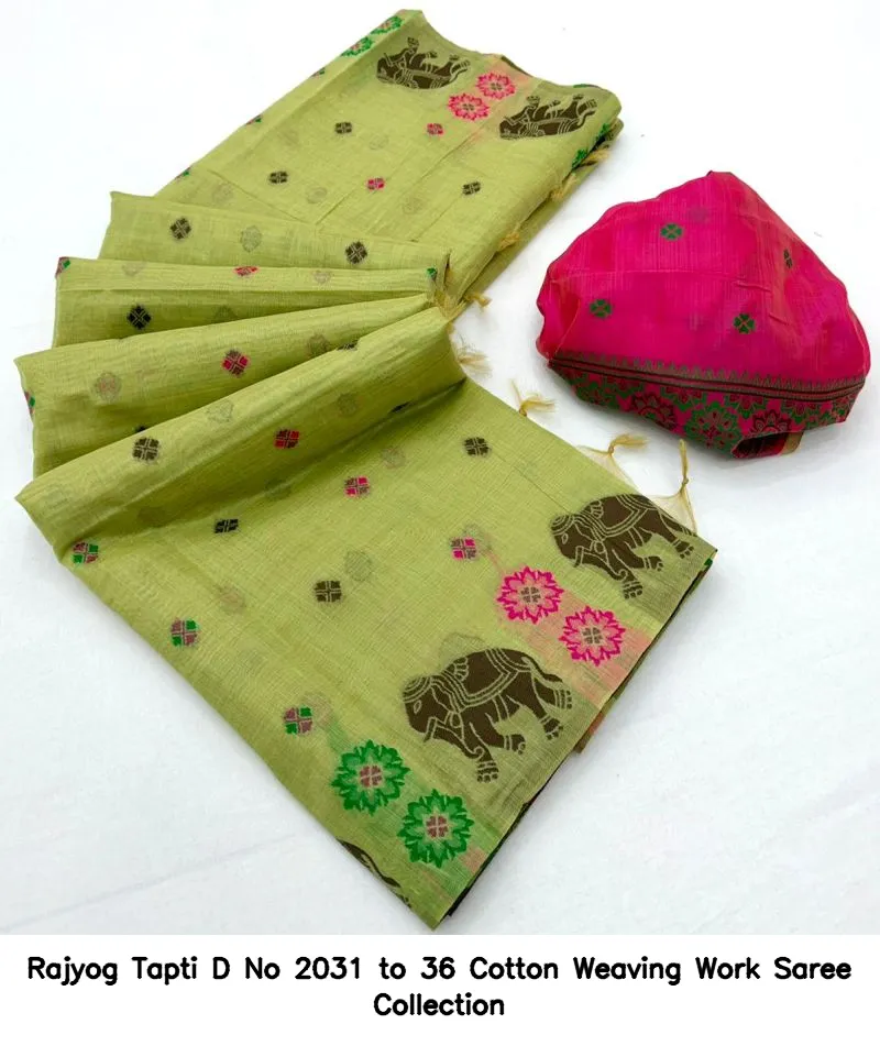 Rajyog Tapti D No 2031 to 36 Cotton Weaving Work Saree Collection - Image 10