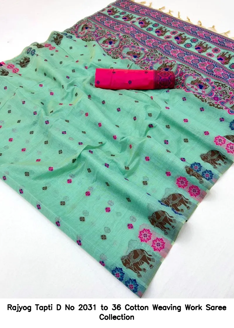 Rajyog Tapti D No 2031 to 36 Cotton Weaving Work Saree Collection - Image 11