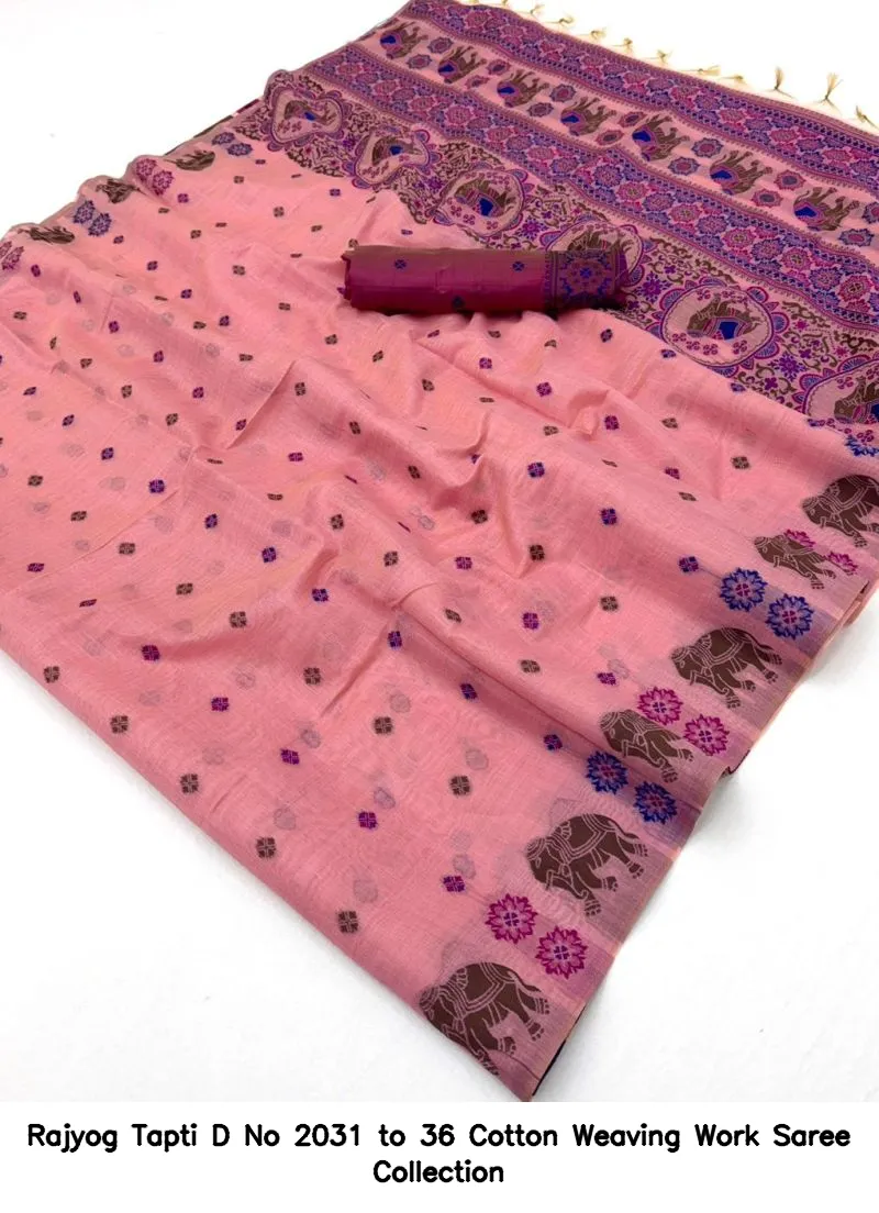 Rajyog Tapti D No 2031 to 36 Cotton Weaving Work Saree Collection - Image 12
