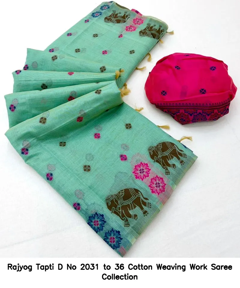 Rajyog Tapti D No 2031 to 36 Cotton Weaving Work Saree Collection - Image 14